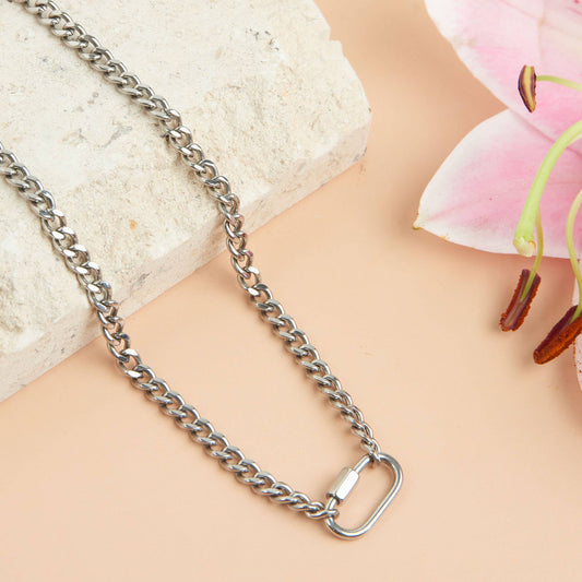 Narelle Waterproof 16" Functional Carabiner Necklace: Silver