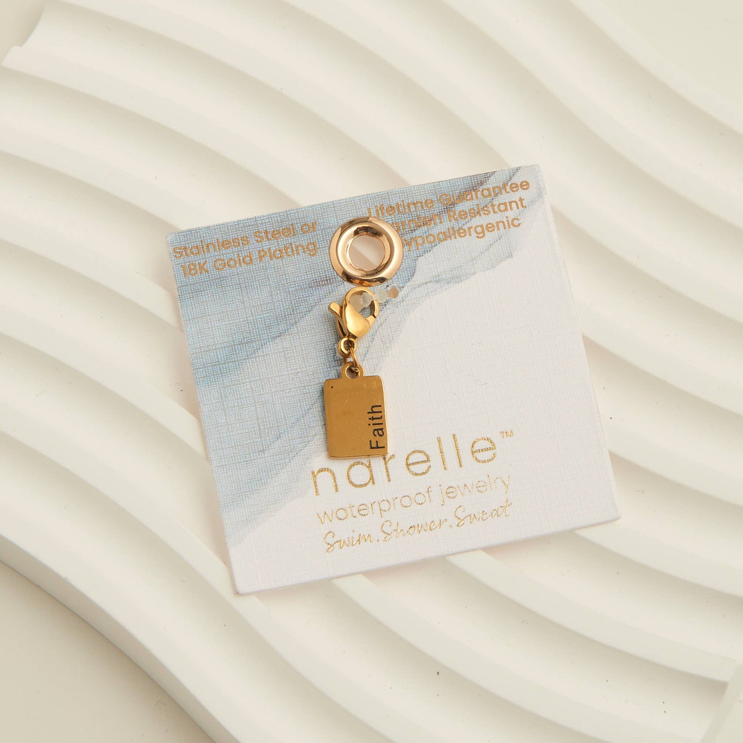 Narelle Waterproof 18K Gold Inspiration Tag Charm: Strength