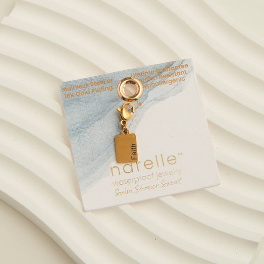 Narelle Waterproof 18K Gold Inspiration Tag Charm: Faith