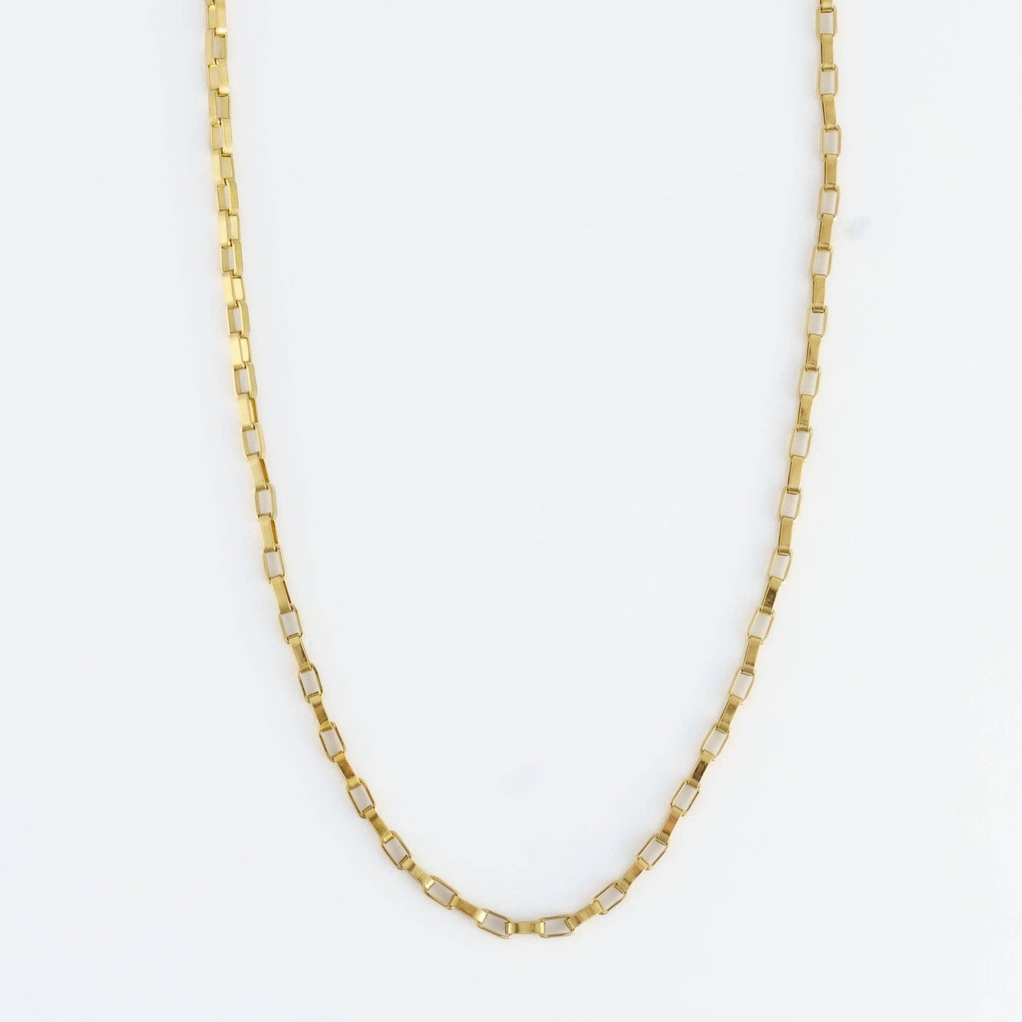 Narelle Waterproof 18" Box Chain Necklace: Yellow Gold