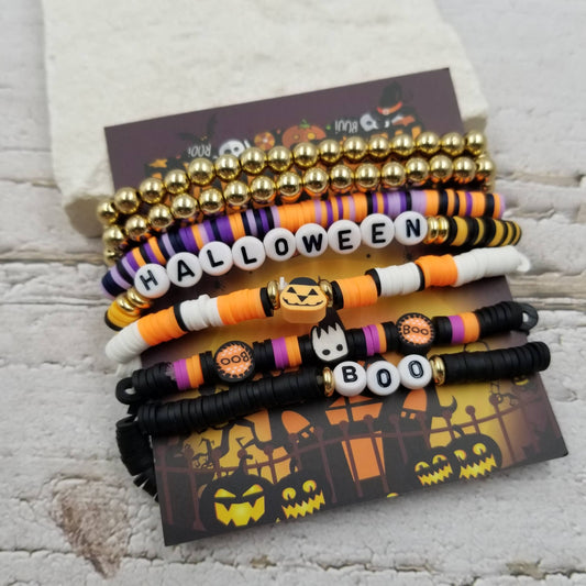 Halloween Element Bead Bracelet Set with Card