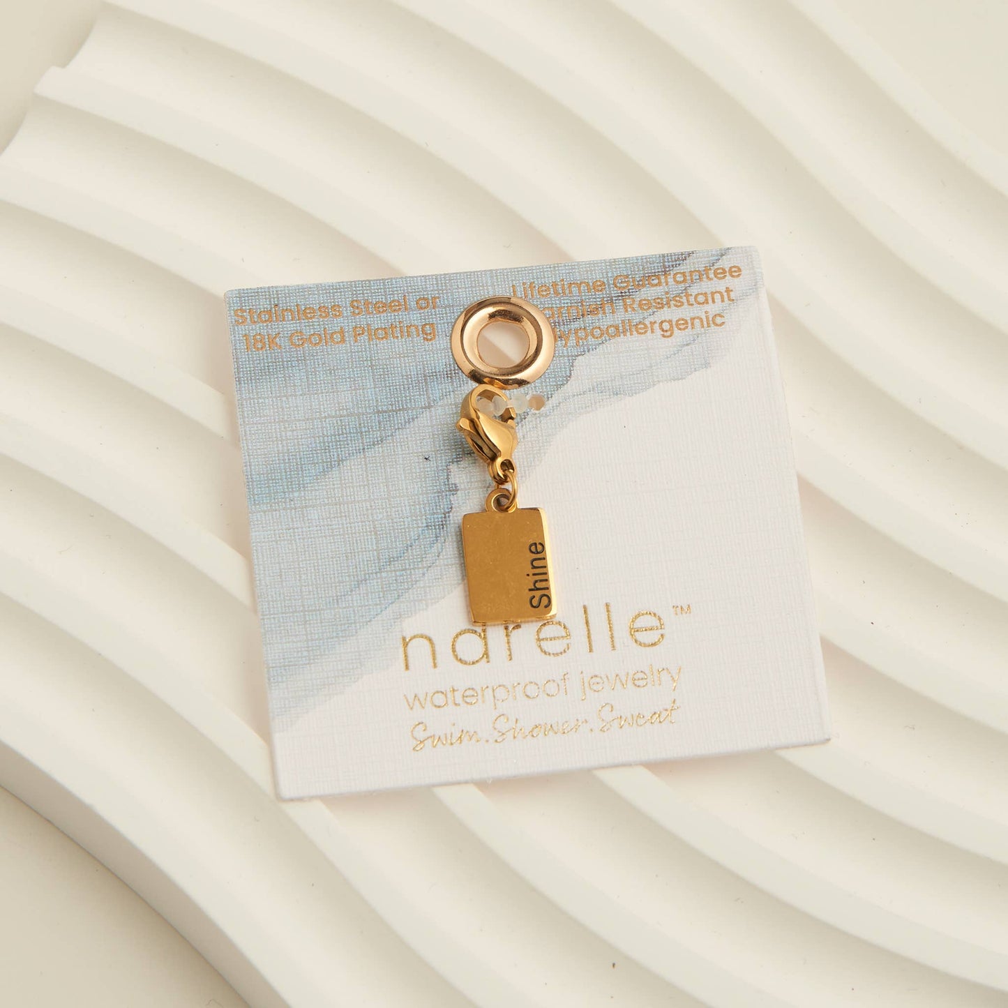 Narelle Waterproof 18K Gold Inspiration Tag Charm: Strength