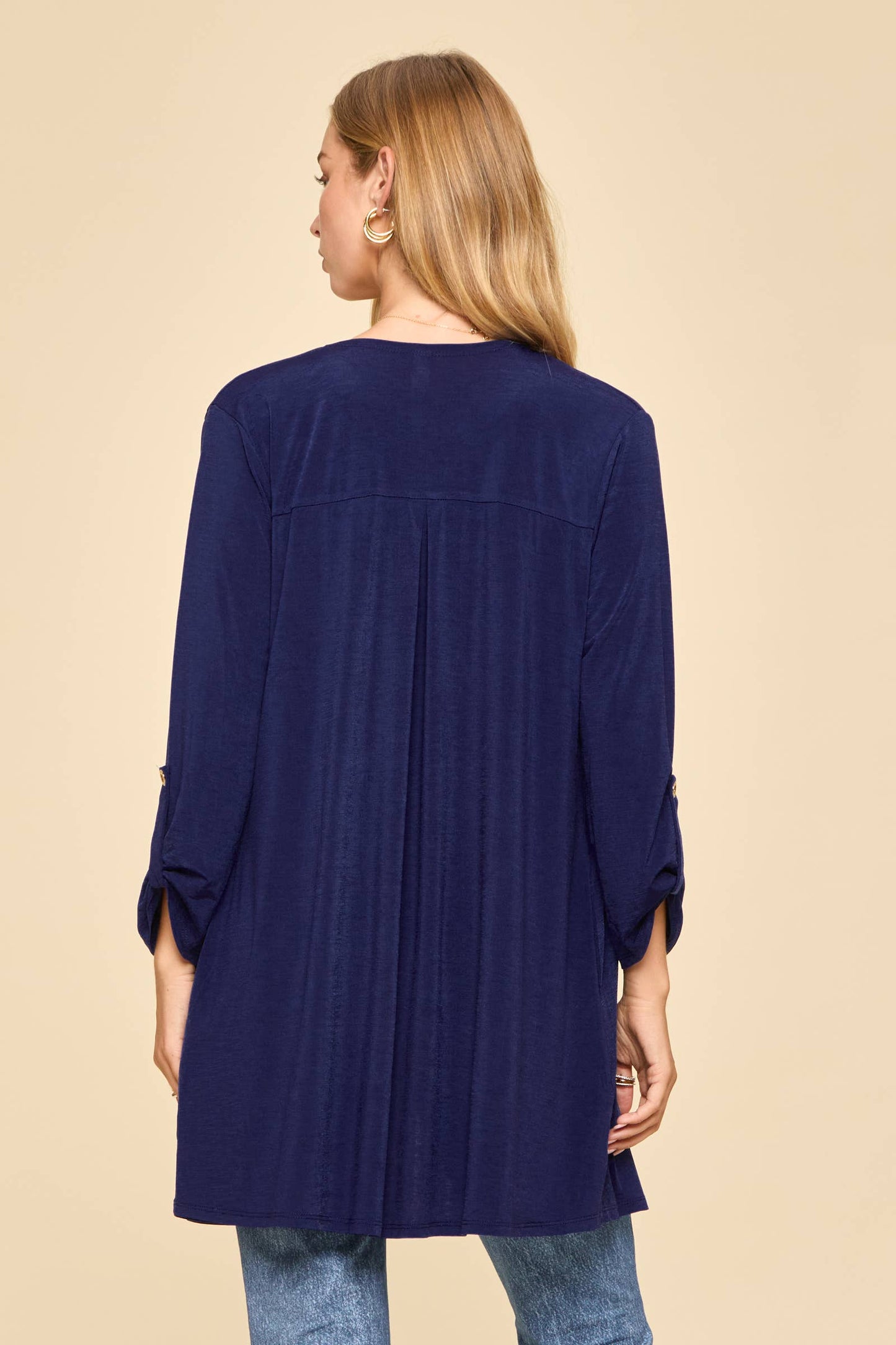 Open Front Cardigan: NAVY