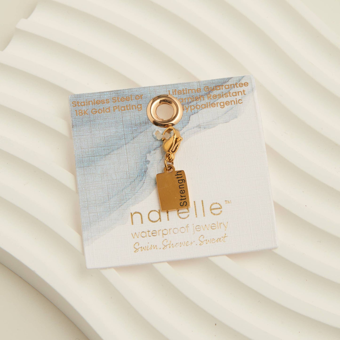 Narelle Waterproof 18K Gold Inspiration Tag Charm: Strength