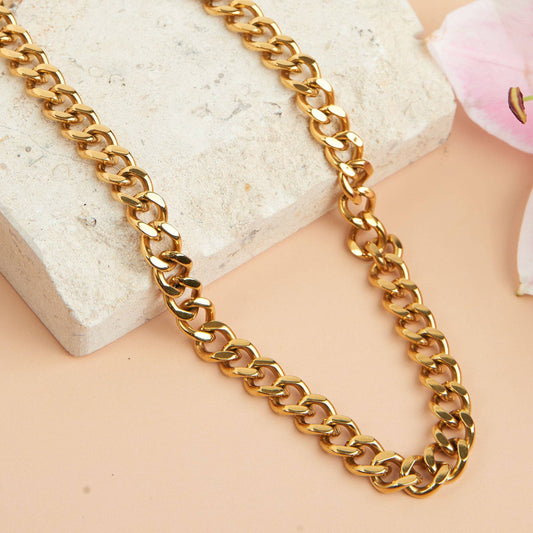Narelle Waterproof 16" Chunky Chain Necklace: Yellow Gold