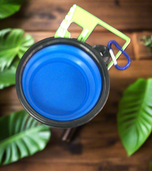 Blue collapsible water bowl