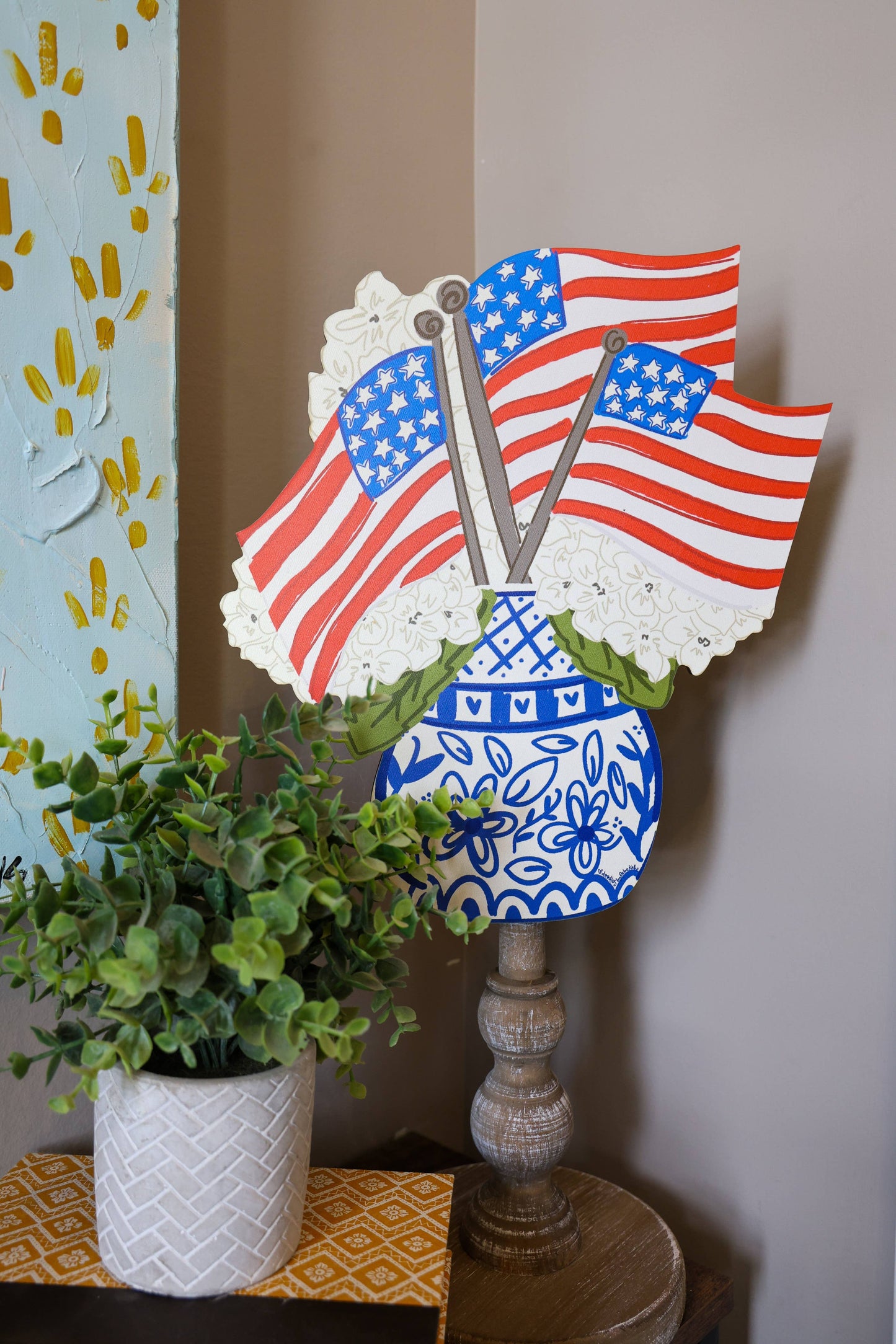 4th Flags Hydrangea Topper/Attachment: 12 inch Topper with peg