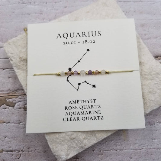 Constellation Natural Stone Bead Friendship Bracelet: AQUARIUS