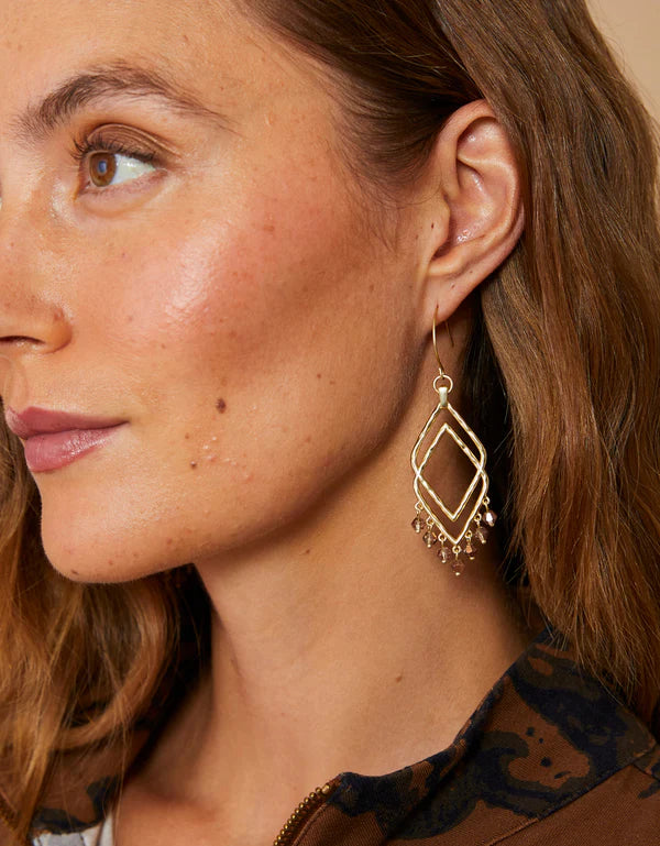 Gold beaded deco drama earrings