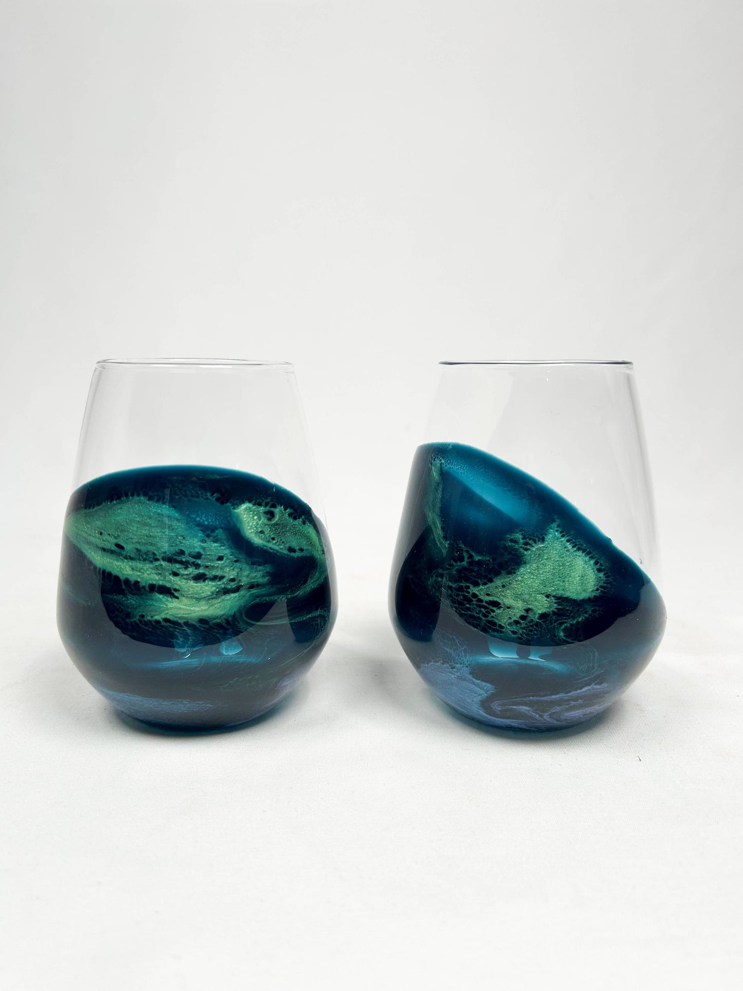 Resin Accented Wine and Entertaining Glasses -Jade