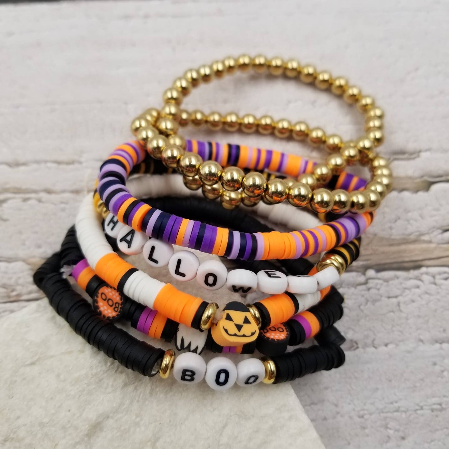 Halloween Element Bead Bracelet Set with Card