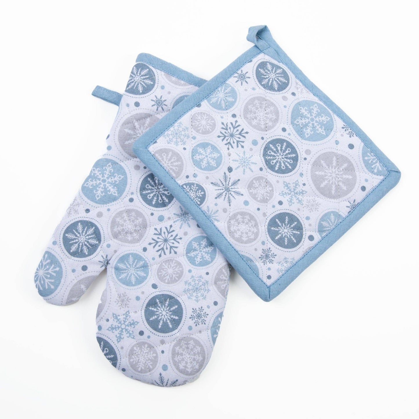 2 Pc Holiday Christmas Snowflake Oven Mitt & Pot Holder Set