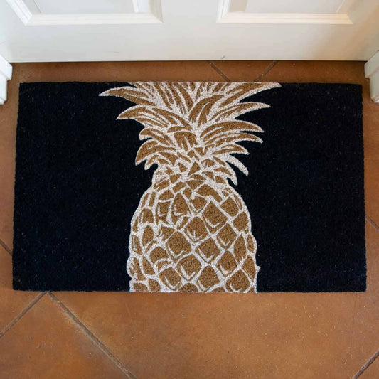 Classic Pineapple Coir Doormat   Navy/White   30x18