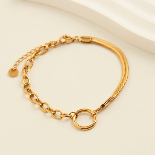 Narelle Waterproof Cable & Snake Chain Bracelet: Gold