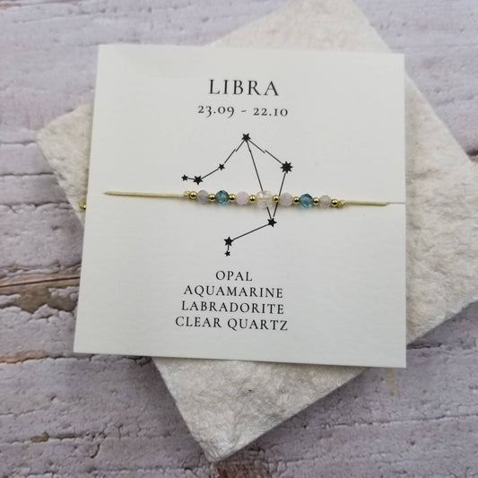 Constellation Natural Stone Bead Friendship Bracelet: LIBRA