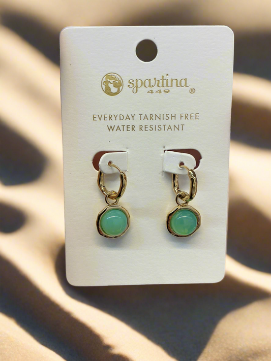 Spartina gold hoop earrings sea foam