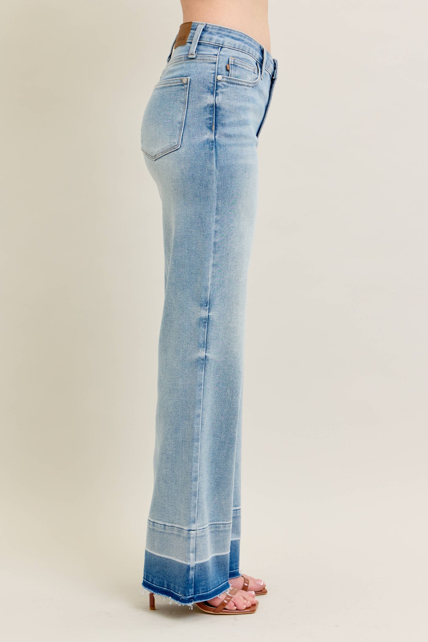 Light Wash Release Hem Wide Leg