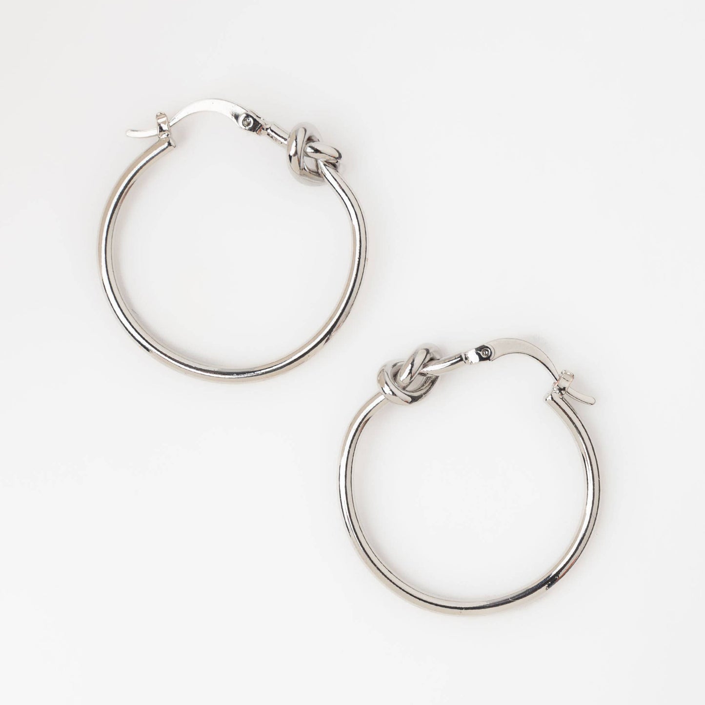 Classic Knotted Hoop Nickel-Free Earrings: Silver