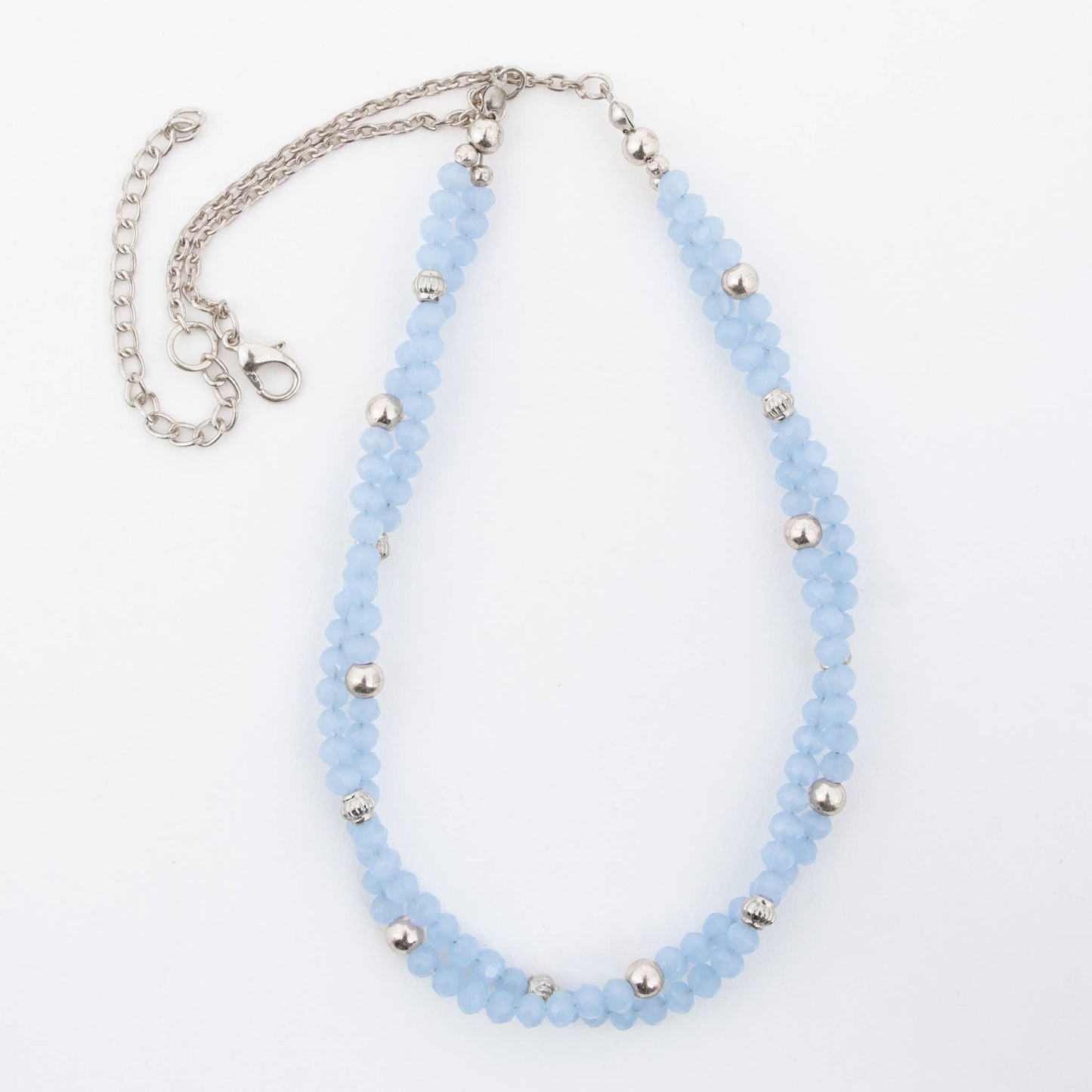 Aleja Braided Blue Glass 34" Long Beaded Necklace