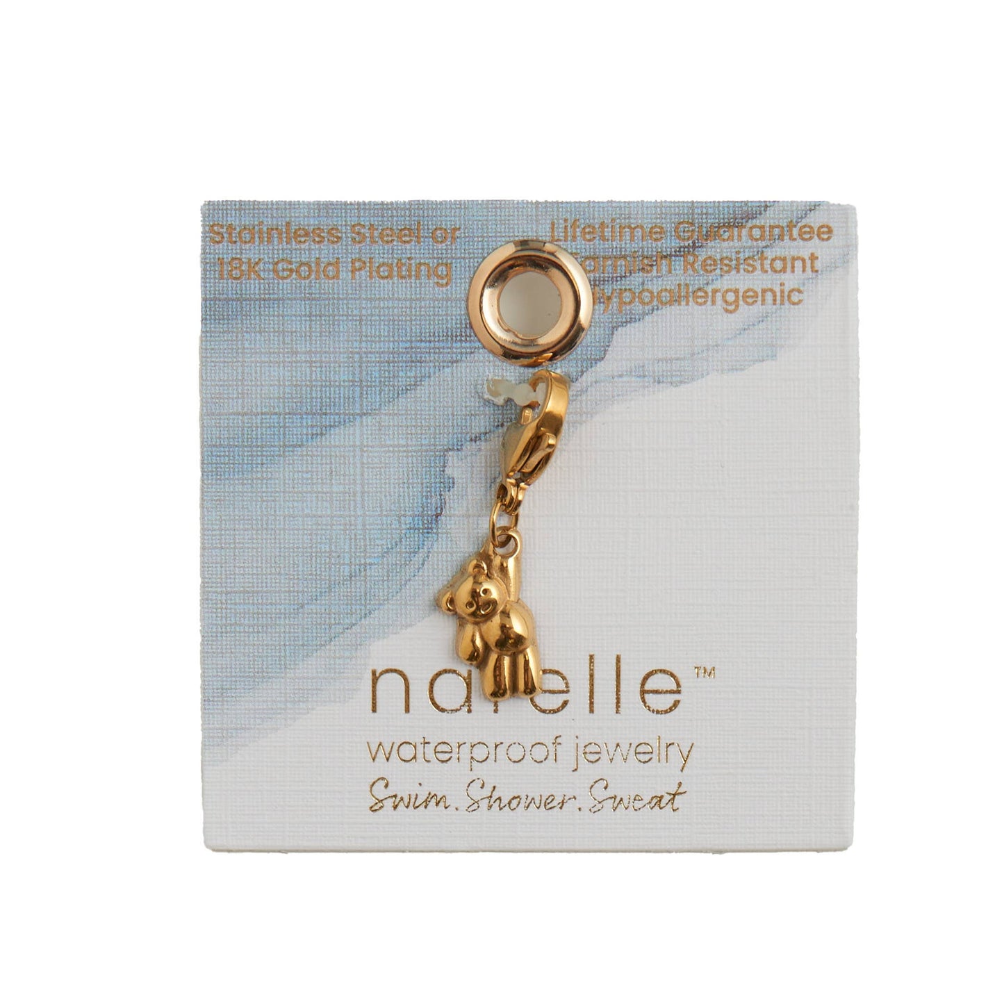 Narelle Waterproof Teddybear Charm: Silver