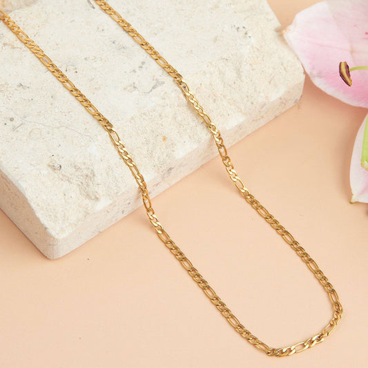 Narelle Waterproof 16" Figaro Chain Necklace: Yellow Gold