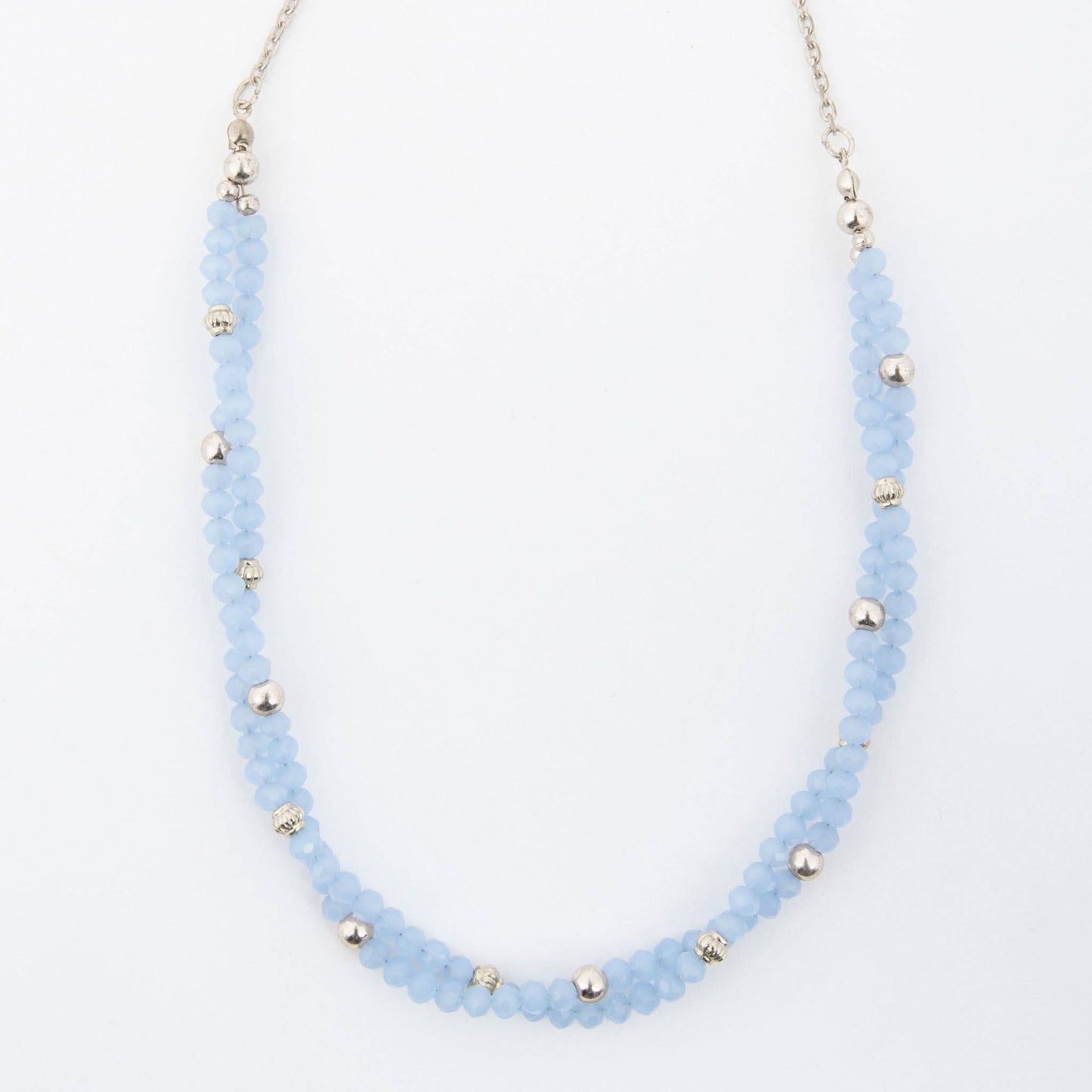 Aleja Braided Blue Glass 34" Long Beaded Necklace