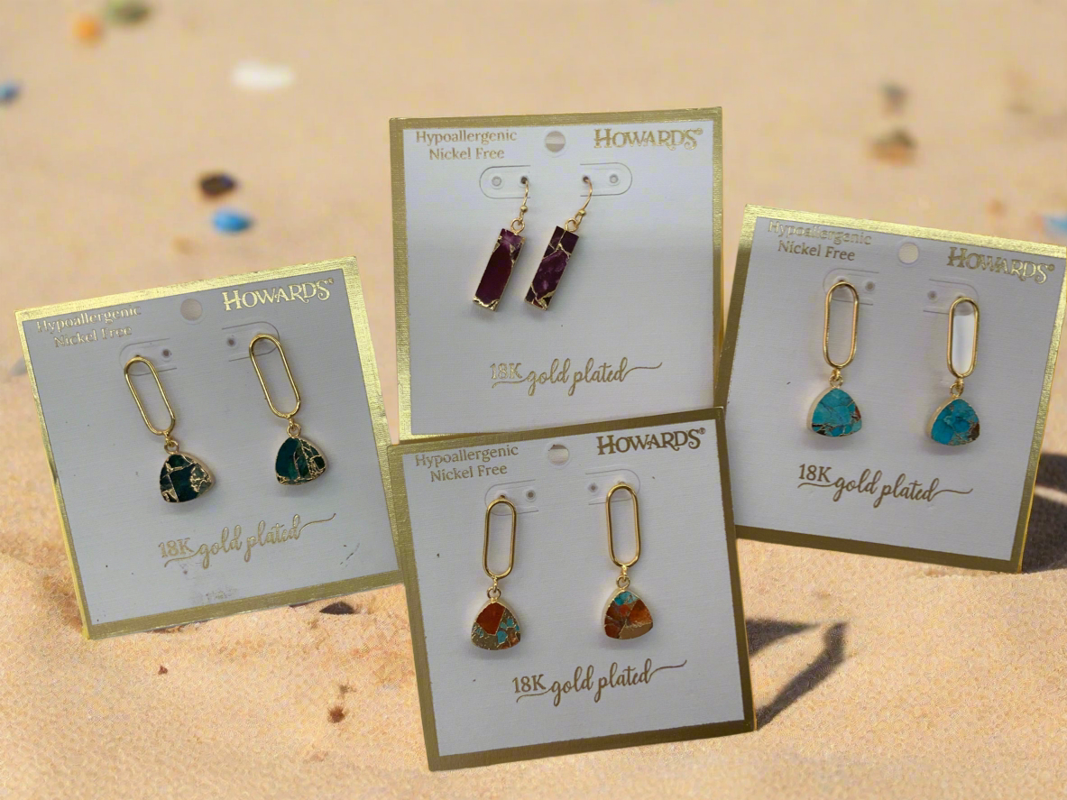Howard’s gemstone gold plated earrings