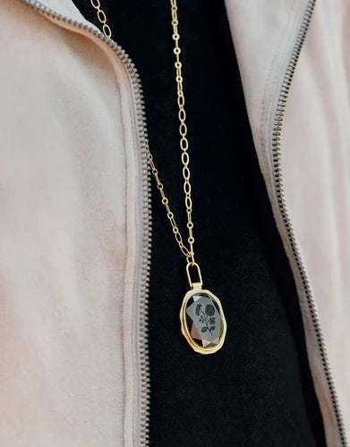 Spartina hematite carved necklace