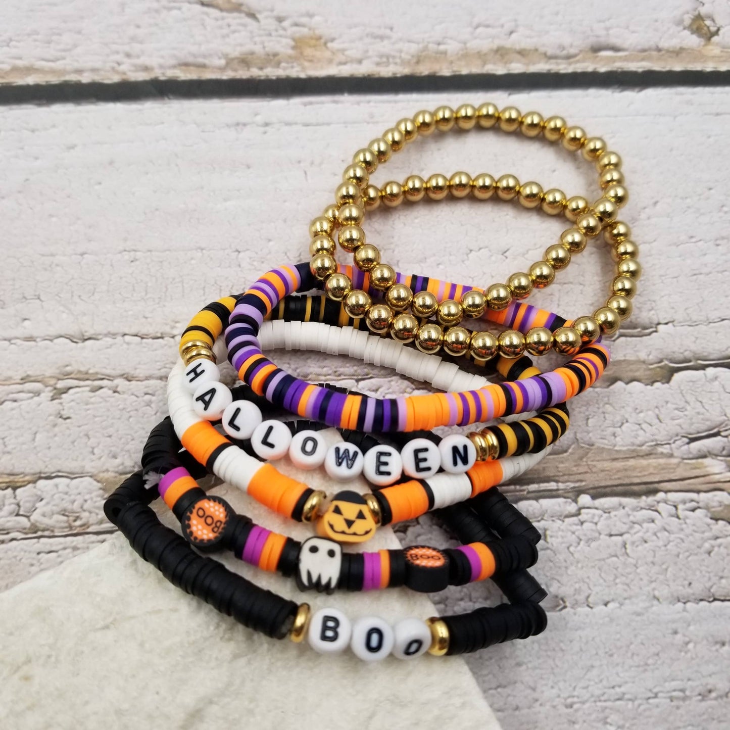 Halloween Element Bead Bracelet Set with Card