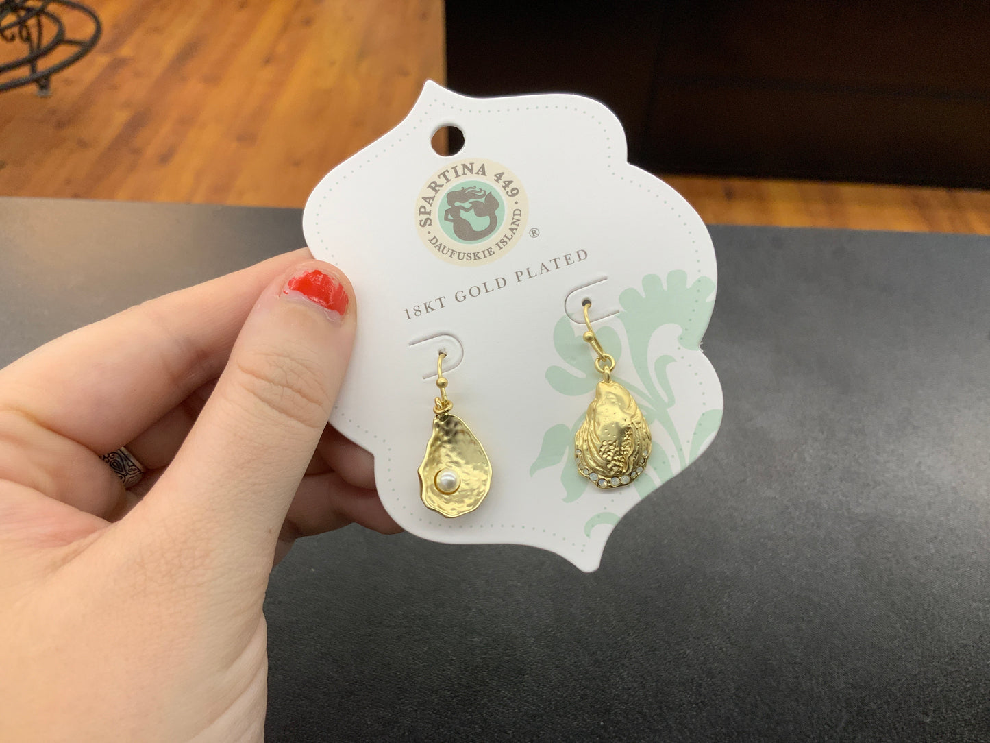 Spartina oyster and pearl earrings