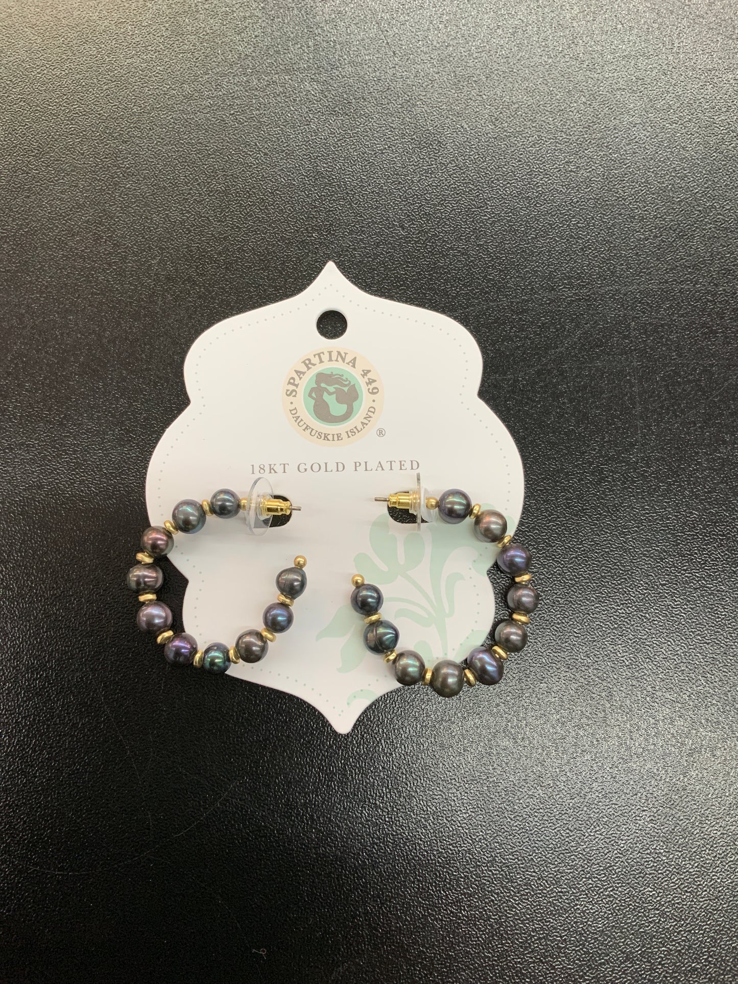 Spartina beaded hoop grey pearl