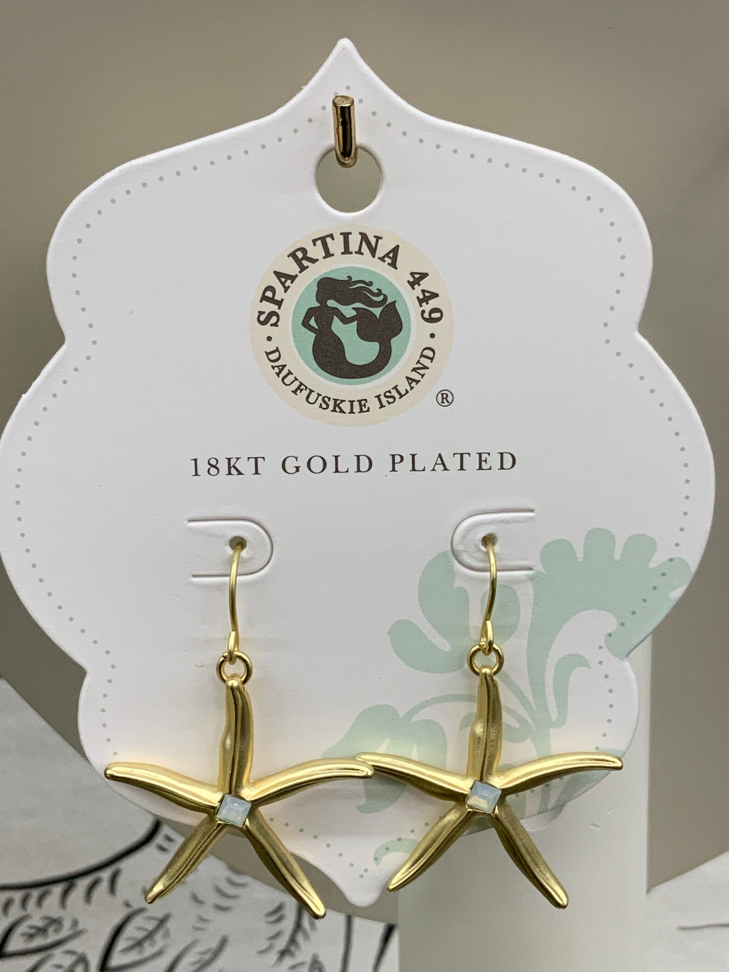 Spartina sea star opal earrings