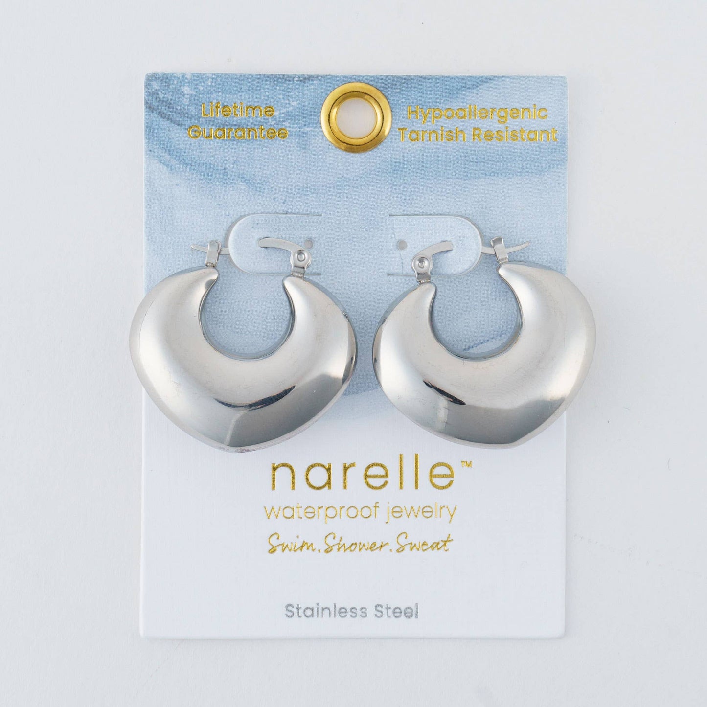 Narelle Waterproof Round Geo Hoop Earrings: Yellow Gold