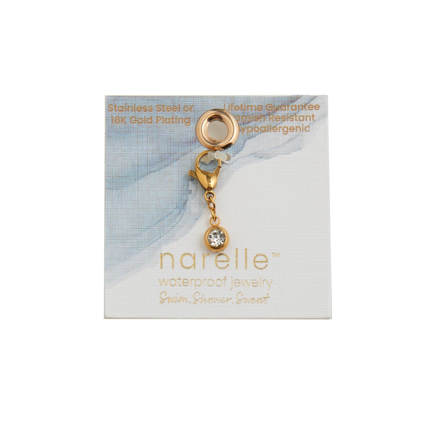Narelle Waterproof 18K Gold Cubic Zirconia Drop Charm