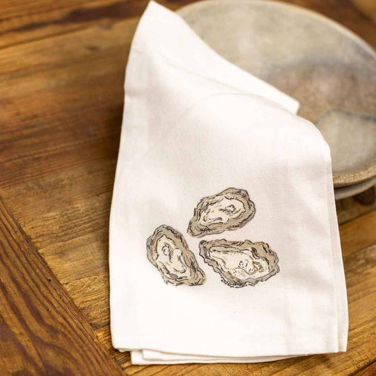 Oysters Hand Towel   White/Gray   20x28