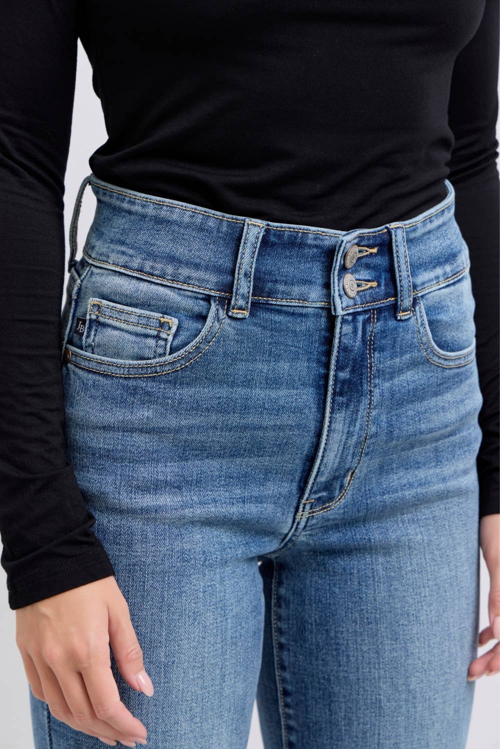 High Waisted Flare with Buttoned Black Flack Pockets