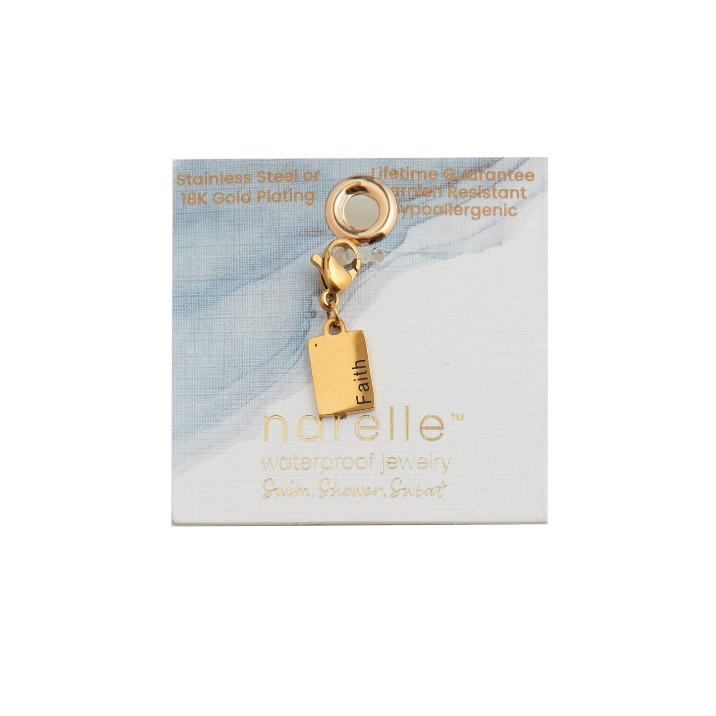 Narelle Waterproof 18K Gold Inspiration Tag Charm: Faith