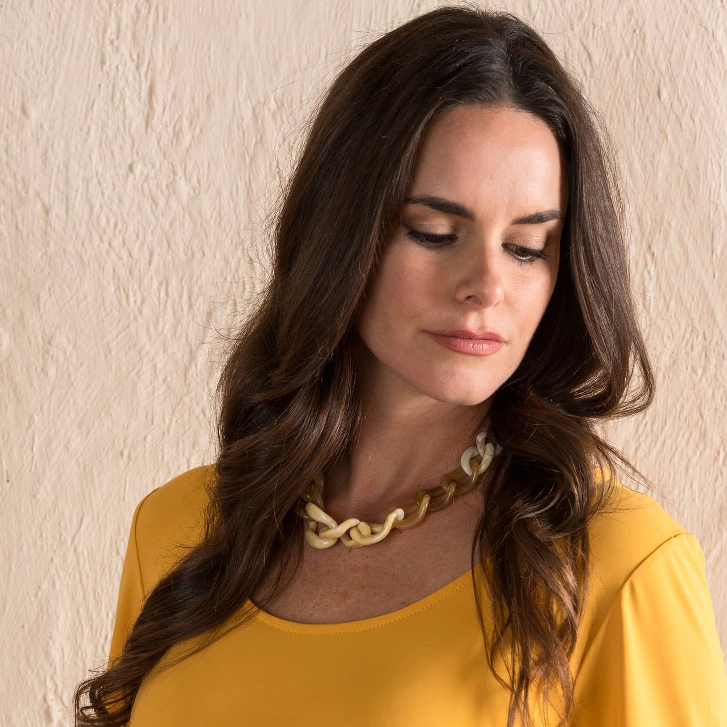 Sale - Chunky Curb Chain 20" Collar Necklace: Cream