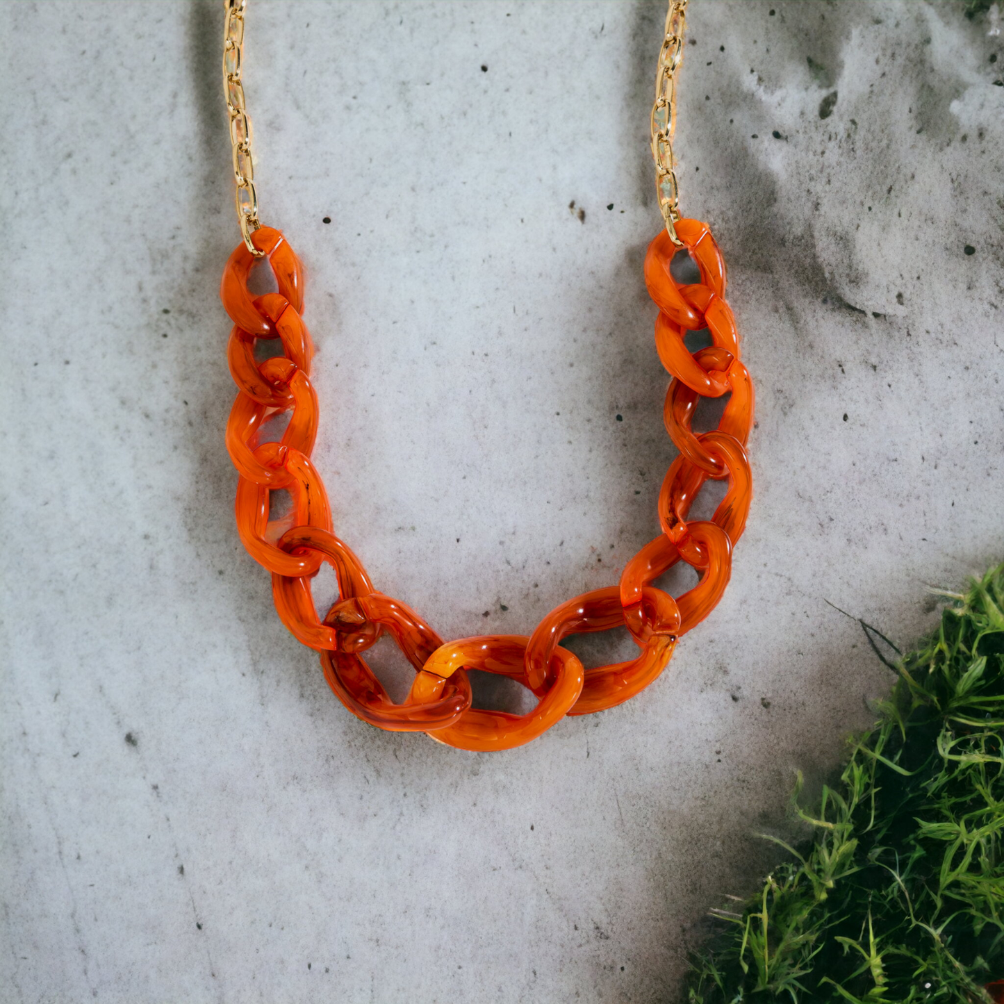 Sale - Chunky Curb Chain 20" Collar Necklace: Cream