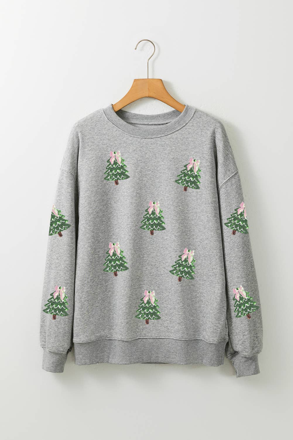 LDC Christmas Tree Patched Patterned Pullover Sweatshirt