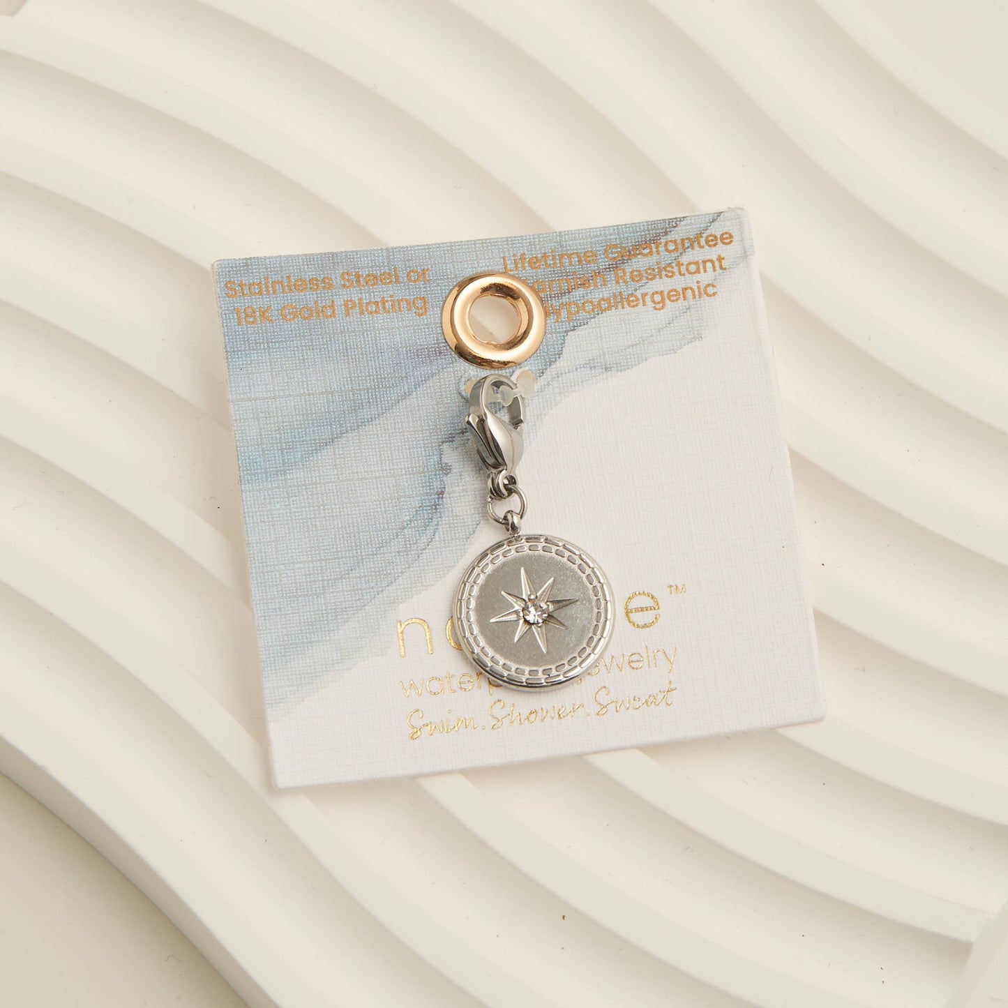 Narelle Waterproof Compass Charm: Gold