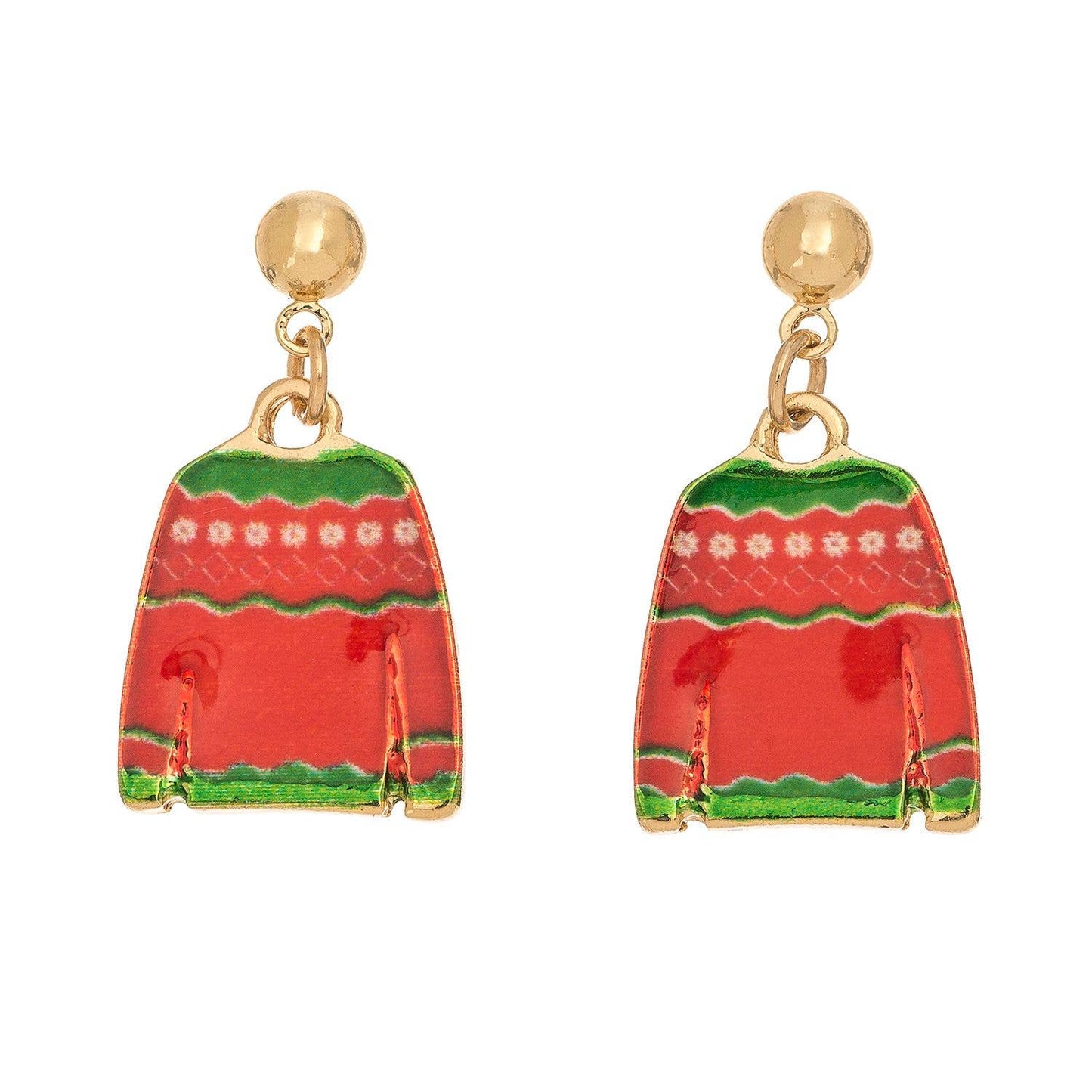 Holiday Red Ugly Sweater Christmas Earring
