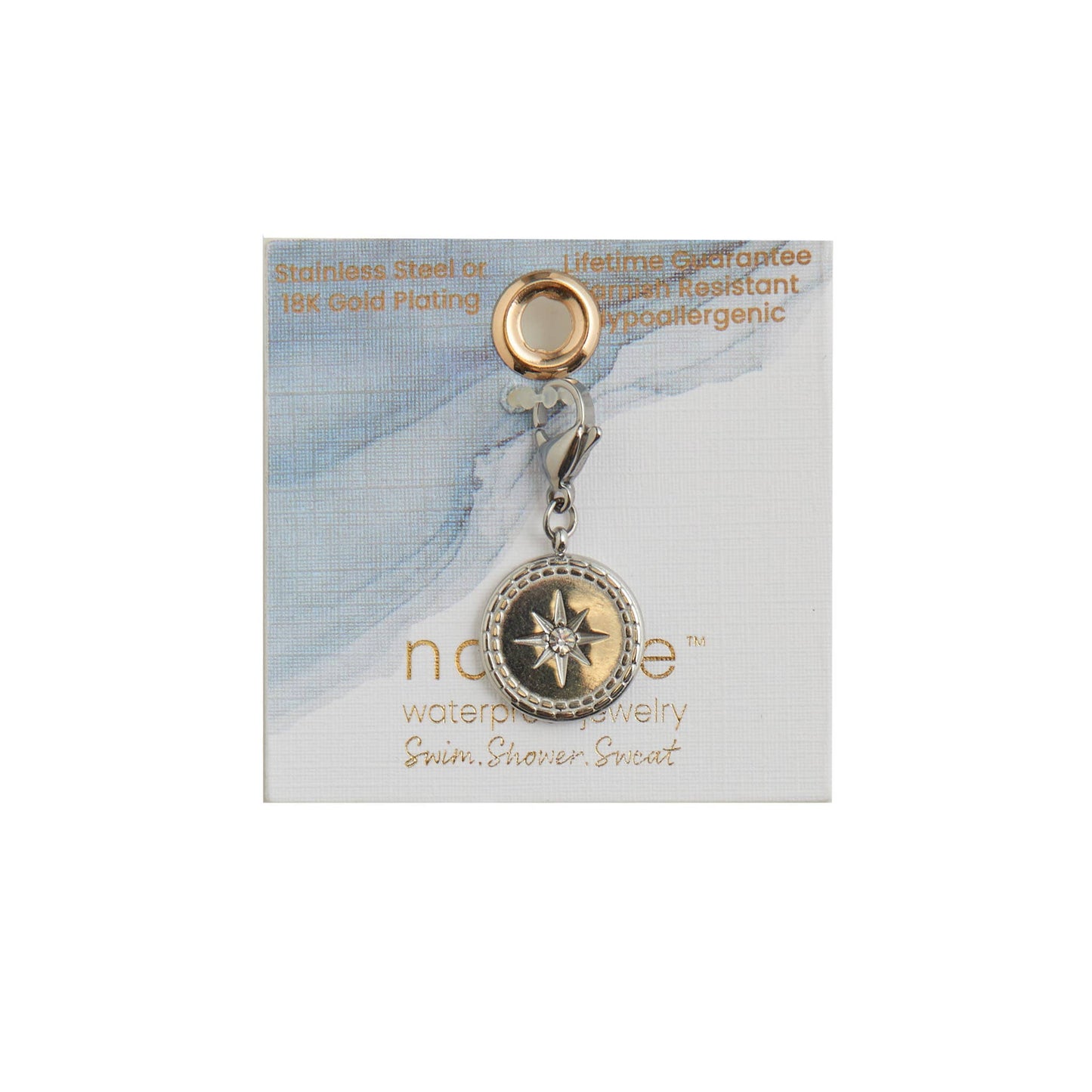 Narelle Waterproof Compass Charm: Gold