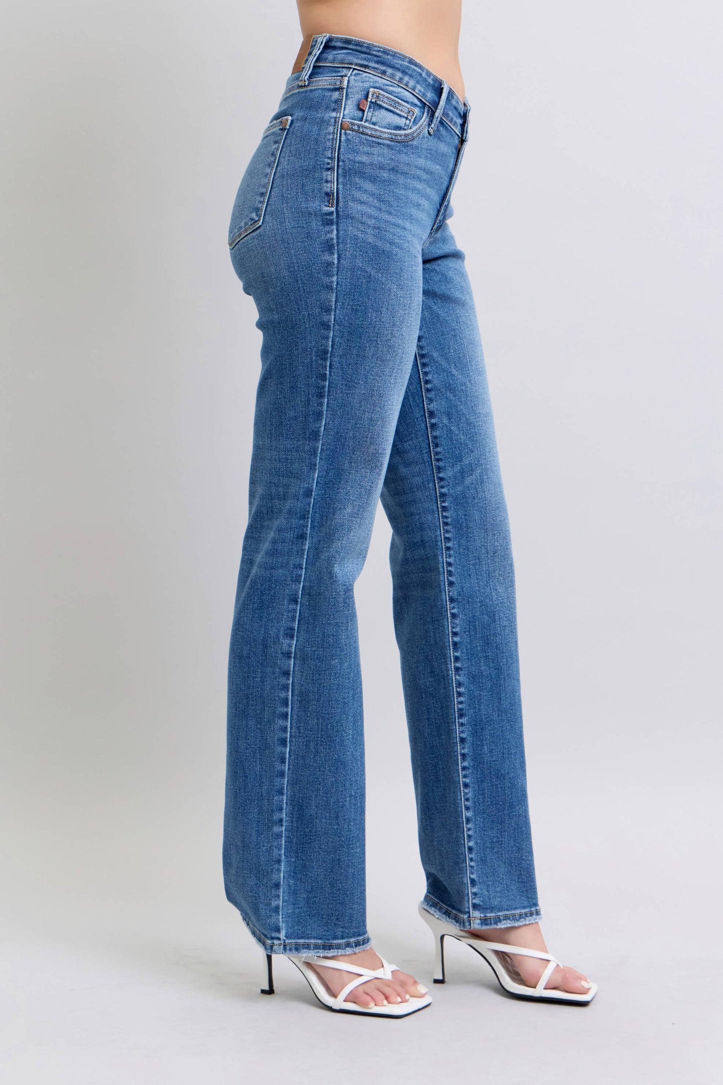 High Waisted V-Front WB Vintage Wash Straight Fit