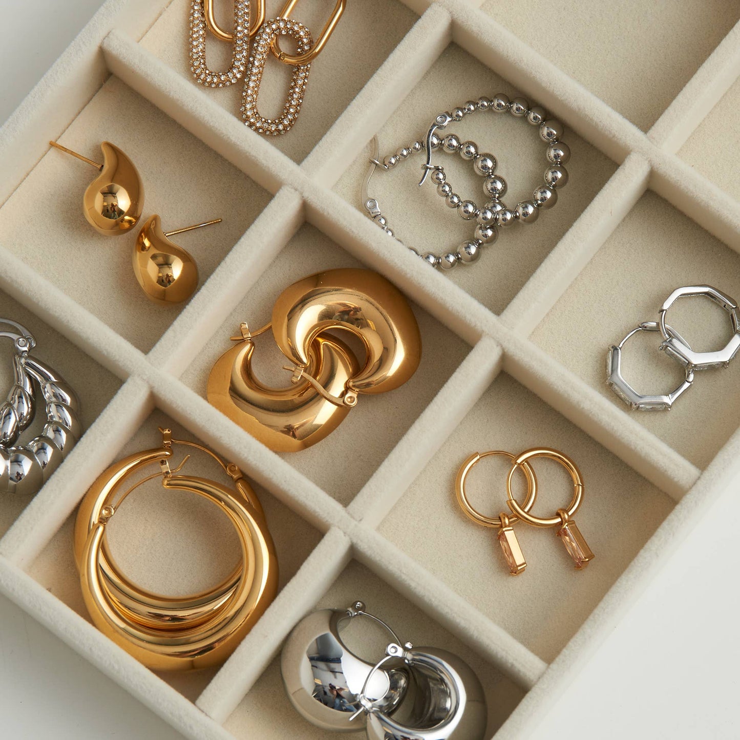 Narelle Waterproof Round Geo Hoop Earrings: Yellow Gold