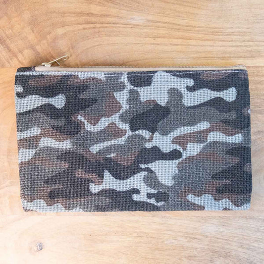 Camo Cosmetic Bag   Gray/Black   10x6