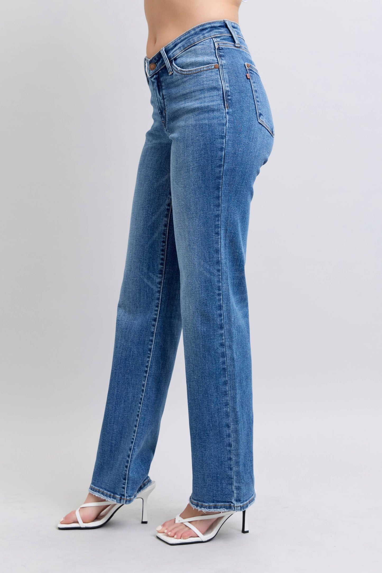 High Waisted V-Front WB Vintage Wash Straight Fit
