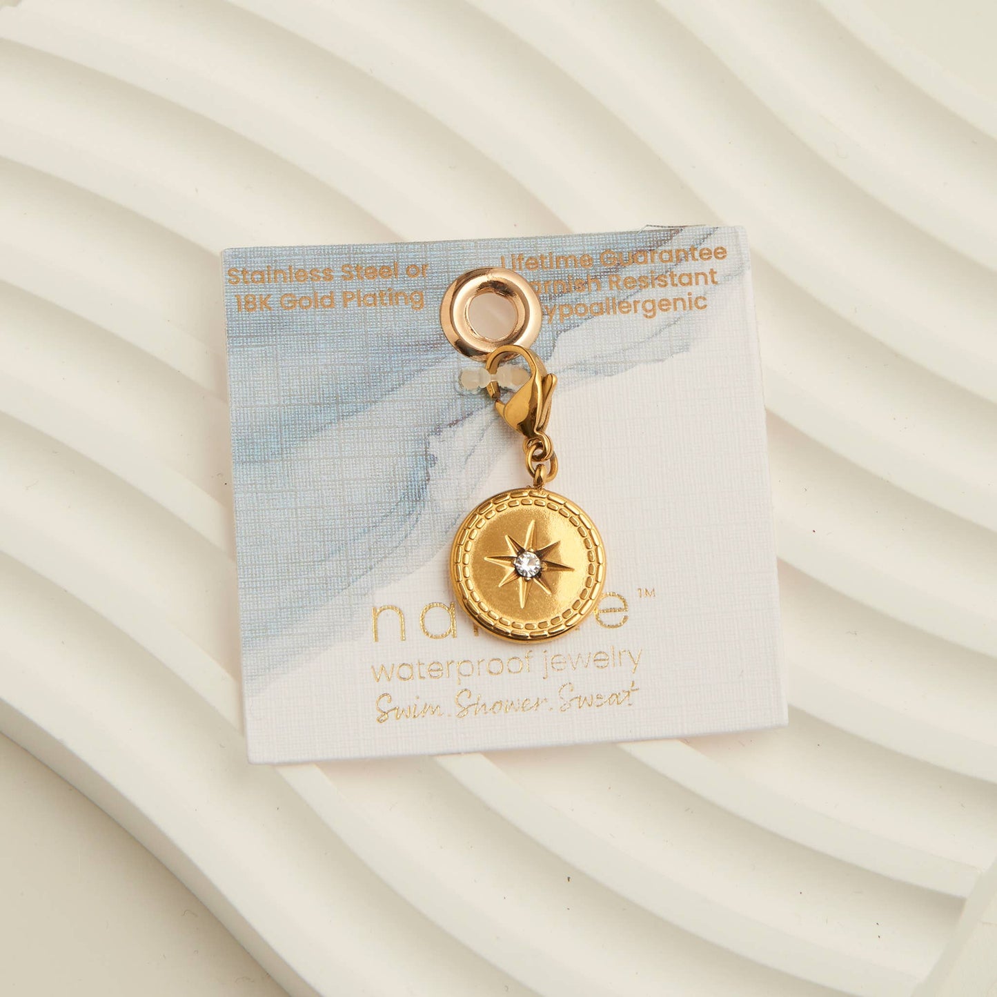 Narelle Waterproof Compass Charm: Gold