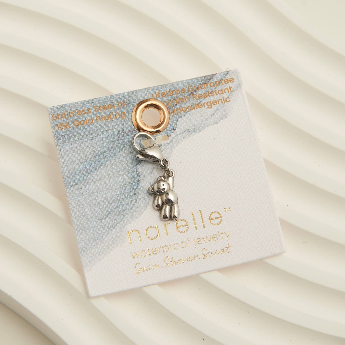 Narelle Waterproof Teddybear Charm: Gold