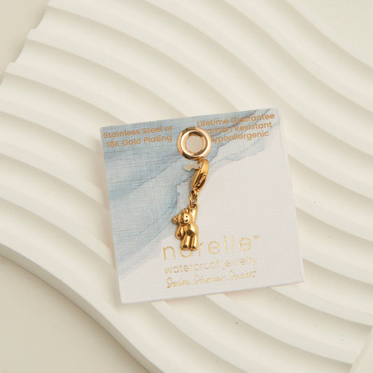 Narelle Waterproof Teddybear Charm: Gold